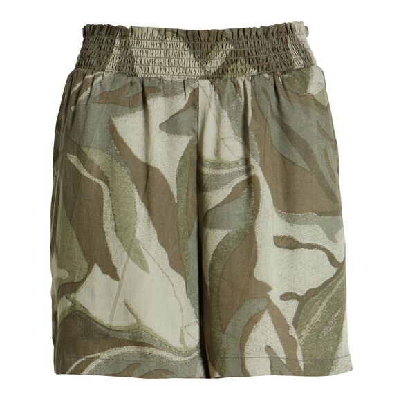 Caslon Women Green Camo Wave Printed Tencel Elastic Waist Relaxed Shorts Size S - Picture 2 of 2